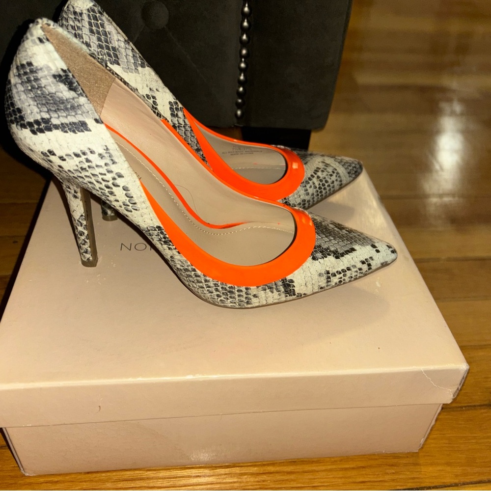 BCBGeneration Gray and Orange Stiletto Heels